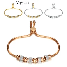 Новинка, Лидер продаж, скользящий регулируемый браслет, изготовление браслета-цепочки, хрустальные бусины, очаровательный браслет, браслет для женщин, свадебные ювелирные изделия