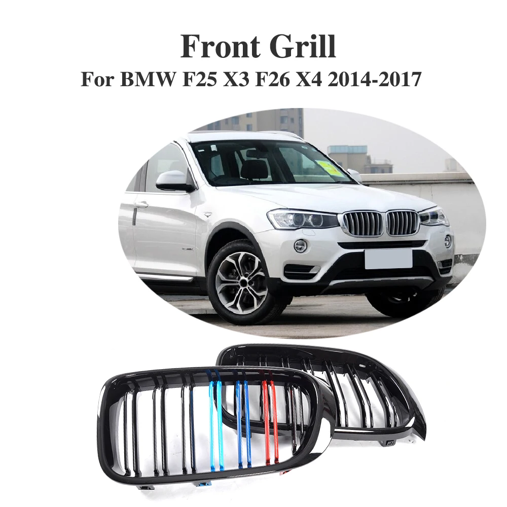 ABS Front Bumper Grille Cover Trim Accessories For BMW F25 X3 F26 X4 2014-2017 car styling stainless steel interior trim air conditioning cd control panel decoration cover for bmw x3 f25 x4 f26 accessories