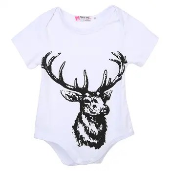 

Infant Baby Clothes Kleding Cowboy Style Animal Print Deer Romper White Jumpsuit Outfit Bebe Children Clothes