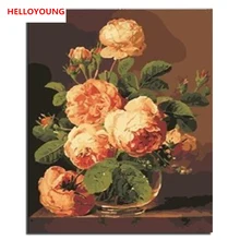 YH112 DIY Ручная роспись маслом цветущие цветы цифровая картина маслом Цифры Картины маслом китайские Скручивающиеся Картины домашний декор