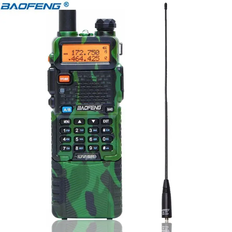 Baofeng UV-5R 3800 мАч портативная рация 5 Вт Двухдиапазонная UHF 400-520 МГц VHF 136-174 МГц двухсторонняя рация портативная рация CB Ham радио - Цвет: camo add 771