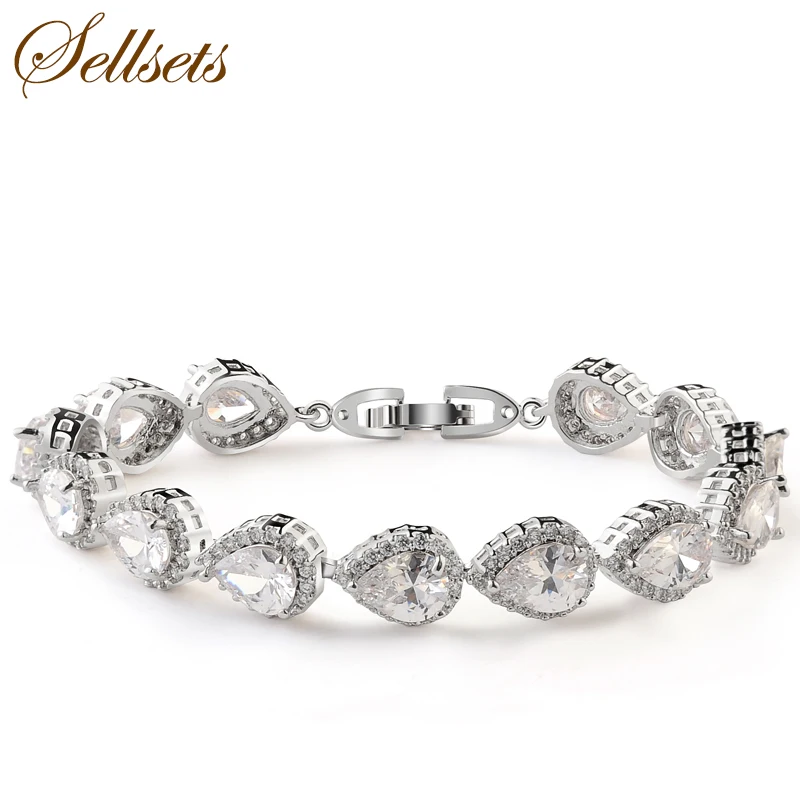 

Sellsets Fashion Jewelry Exquisite Insert Waterdrop Bracelet Excellent Cut Cubic Zirconia Bracelets & Bangles GIft