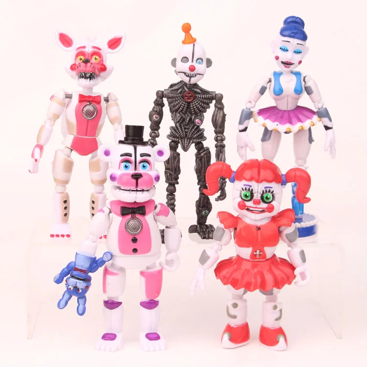 5 шт./лот FNAF Five Nights At Freddys Freddy toys Bonnie Foxy Fazbear медведь светодиодный светильник ПВХ совместный подвижный Фигурки игрушки 13-16 см