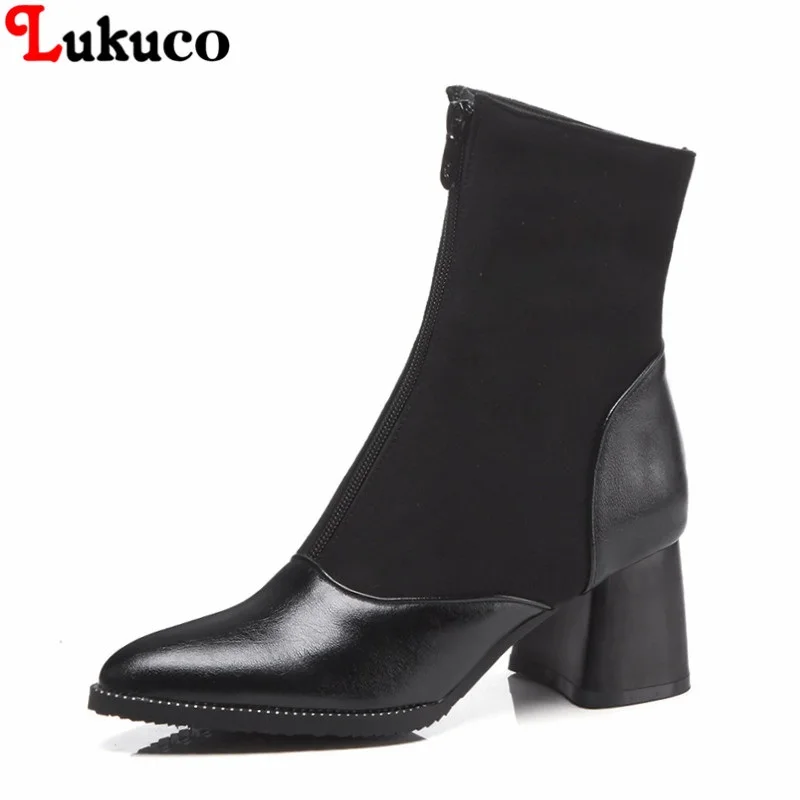 

Lukuco Sales promotion Lady Botas Pointed Toe Plus Size 43 44 45 46 47 48 Ankle Boots women shoes short plush Insole shoes woman