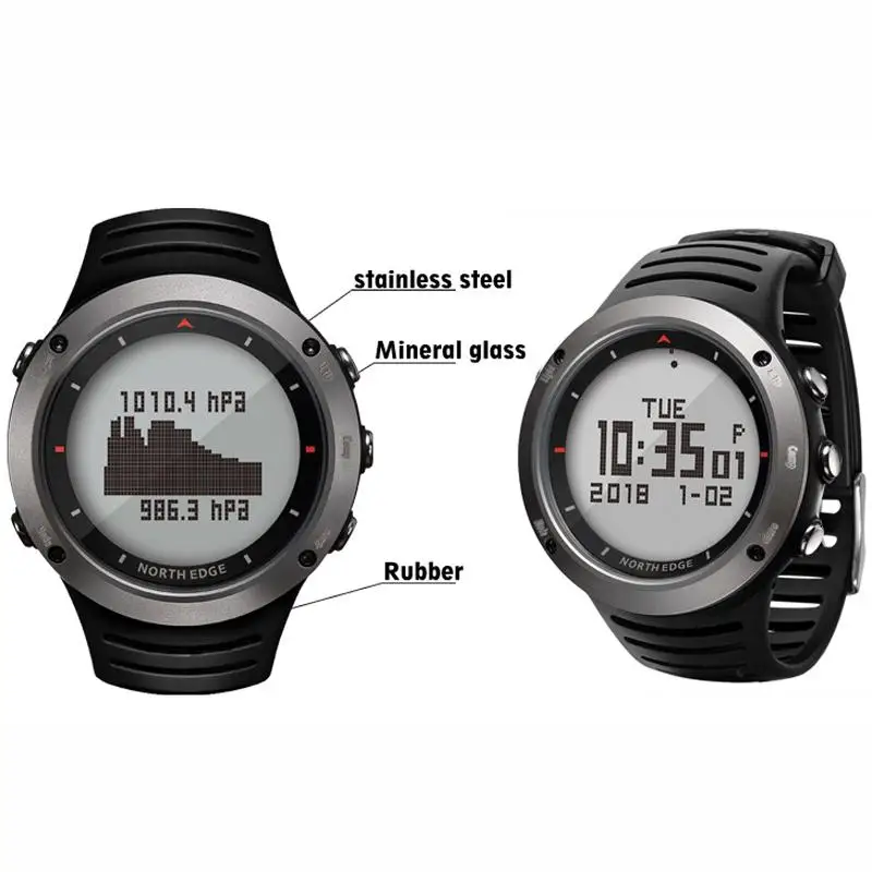 Водонепроницаемые Смарт-часы, со светодиодом цифровые спортивные наручные часы компасный альтиметр барометр термометр умные часы