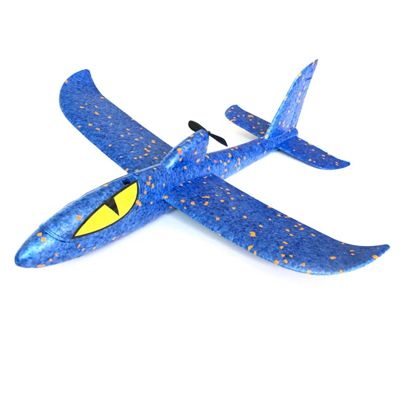 Самолет из пенопласта Самолеты конденсатор ручной Электрический Старт бросали планер самолета инерционную пены EVA Игрушечная модель самолета открытый игрушки развивающие игрушки - Цвет: Синий