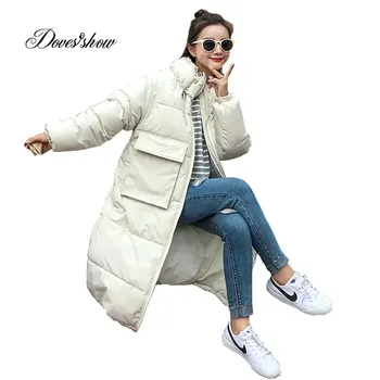 

Stand Collar Winter Down Coat Jacket Loose Long Warm Women Cotton-padded Casaco Feminino Abrigos Mujer Invierno Parkas Outwear