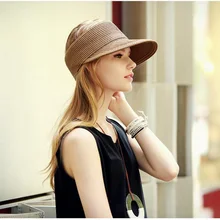 Женский кепки утка язык солнцезащитный крем складной sunhat Летние Соломенная шляпка Регулируемый головной убор