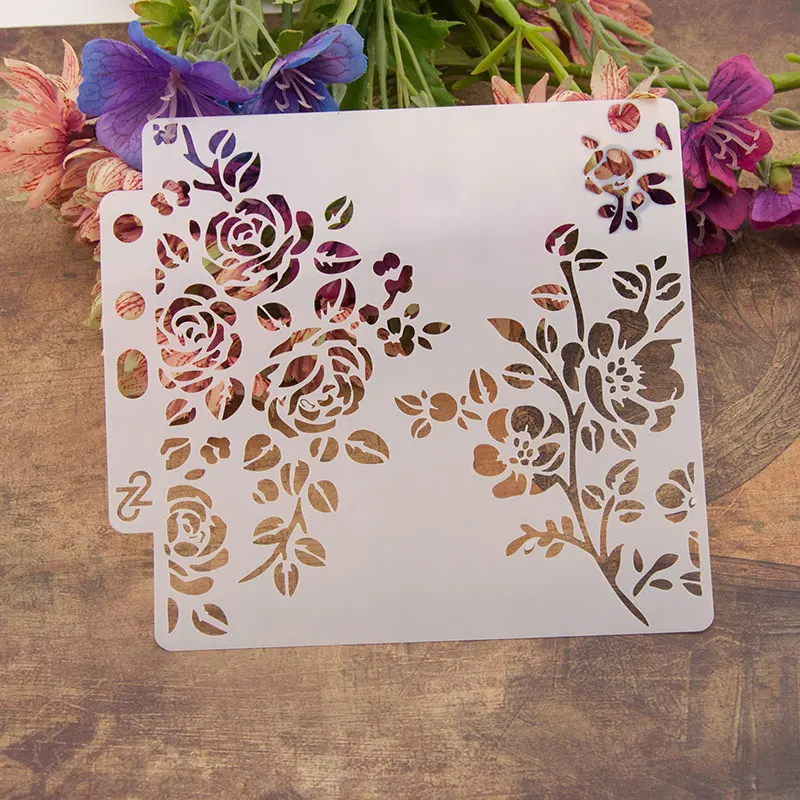 

13cm 5.1" Rose Flower DIY Layering Stencils Wall Painting Scrapbook Coloring Embossing Album Decorative Paper Card Template