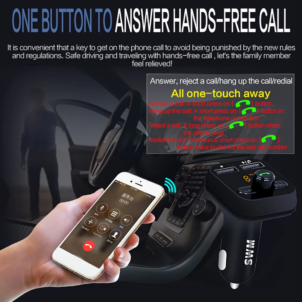 SWM-100 автомобильный Bluetooth Hands-free fm-передатчик MP3-плеер двойной USB зарядное устройство Автомобильный Bluetooth MP3-плеер