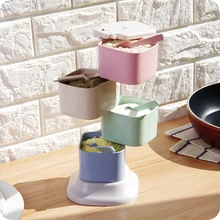 Spice jar high quality creative home kitchen plastic rotating spice set salt and pepper decorative spice jar free shipping