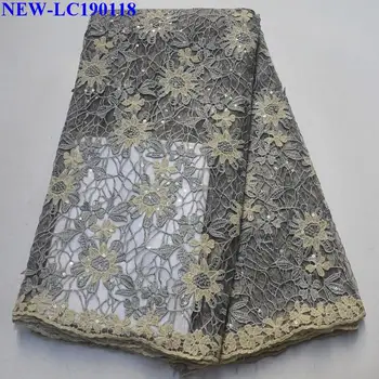 

Latest Nigerian embroidered sequins lace fabrics High Quality African Tulle Lace Fabric With Beads For Wedding Dress NX-001