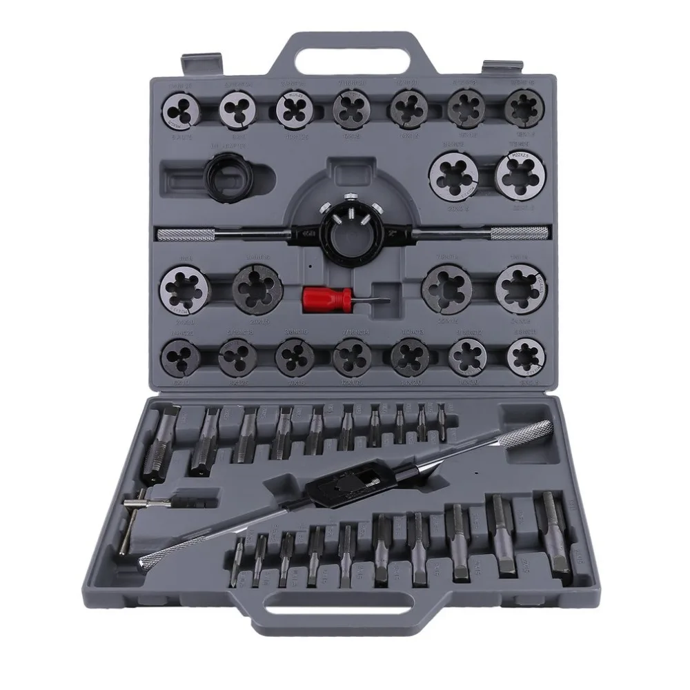 

45PCS Carbon Steel Tap And Die Set For Professional Use Automobile Threads Screws Tools Hand Screw Taps With Wrench