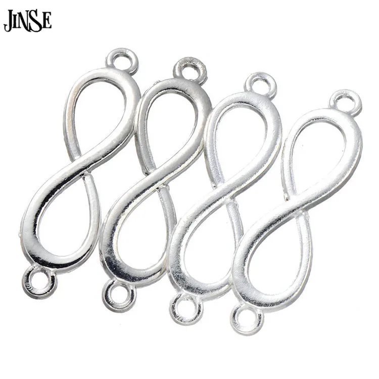 

JINSE Silver/Antique Silver Plated Accerrories Number 6 Shape Infinity DIY Connector Charm Pendant Fashion Jewelry CRM035