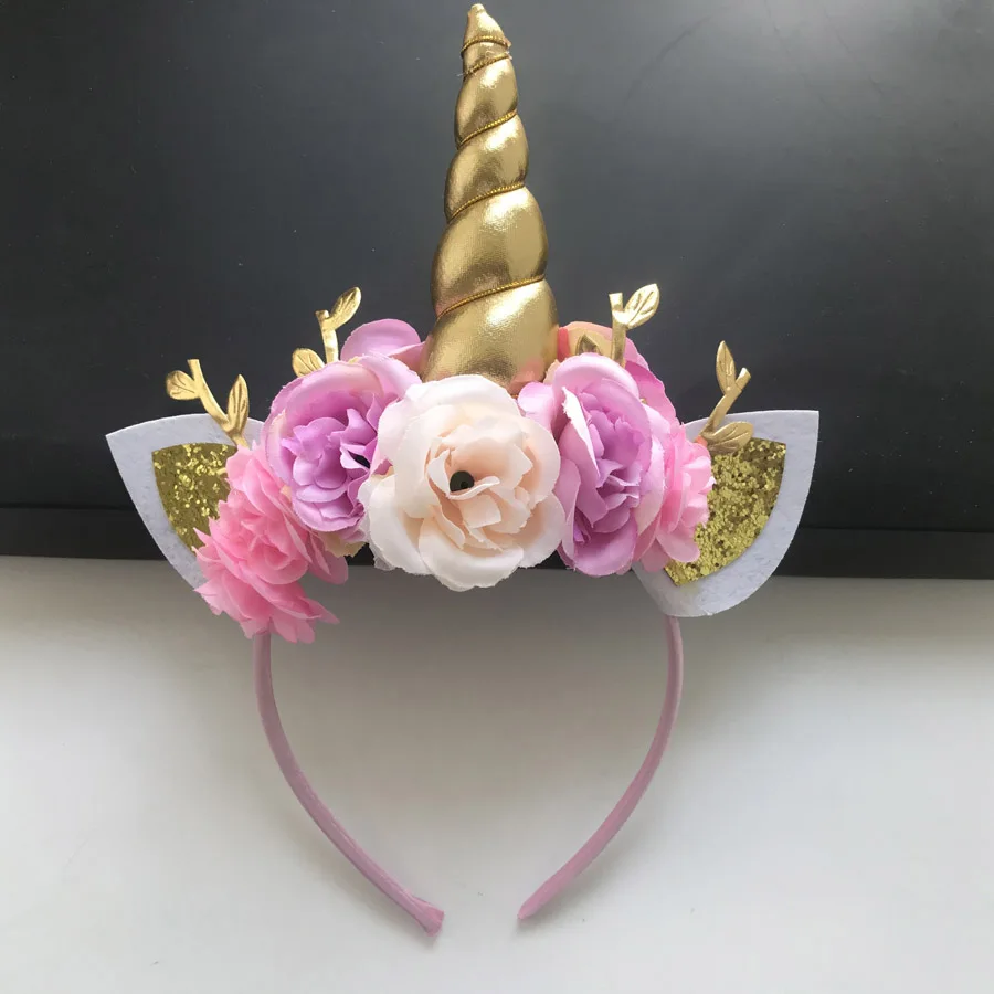 

New Design Glitter Unicorn Horns Headbands for Girls and Kids Unicorn Headband Hair Accessories Flowers DIY Unicorn Party
