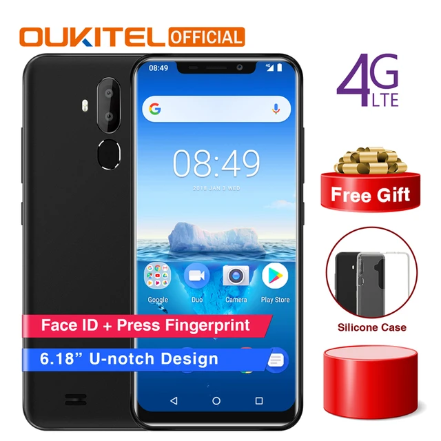 Original OUKITEL C12 Pro 6.18" 19:9 Android 8.1 Mobile Phone MT6739 Quad Core 2G RAM 16G ROM Fingerprint 4G 3300mAh Smartphone
