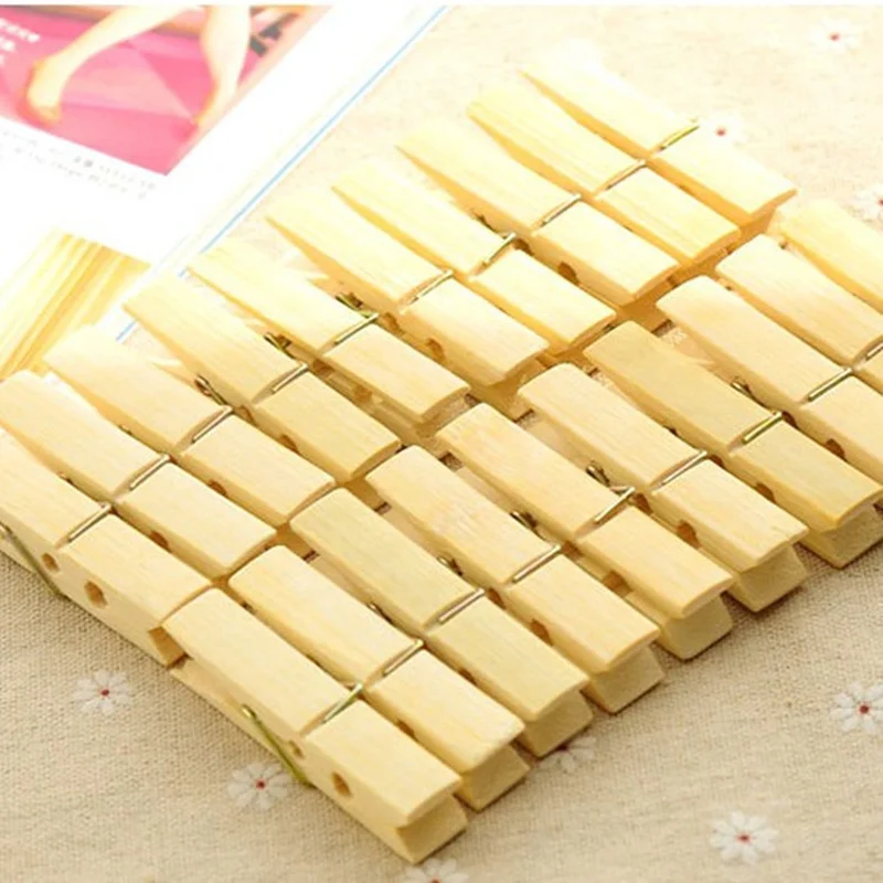 

High Quality 20pcs / Pack Bamboo Wood Clothespins and Clothesline Socks and Stockings Bedspread Bed Towel Wind Pin-proof Pegs