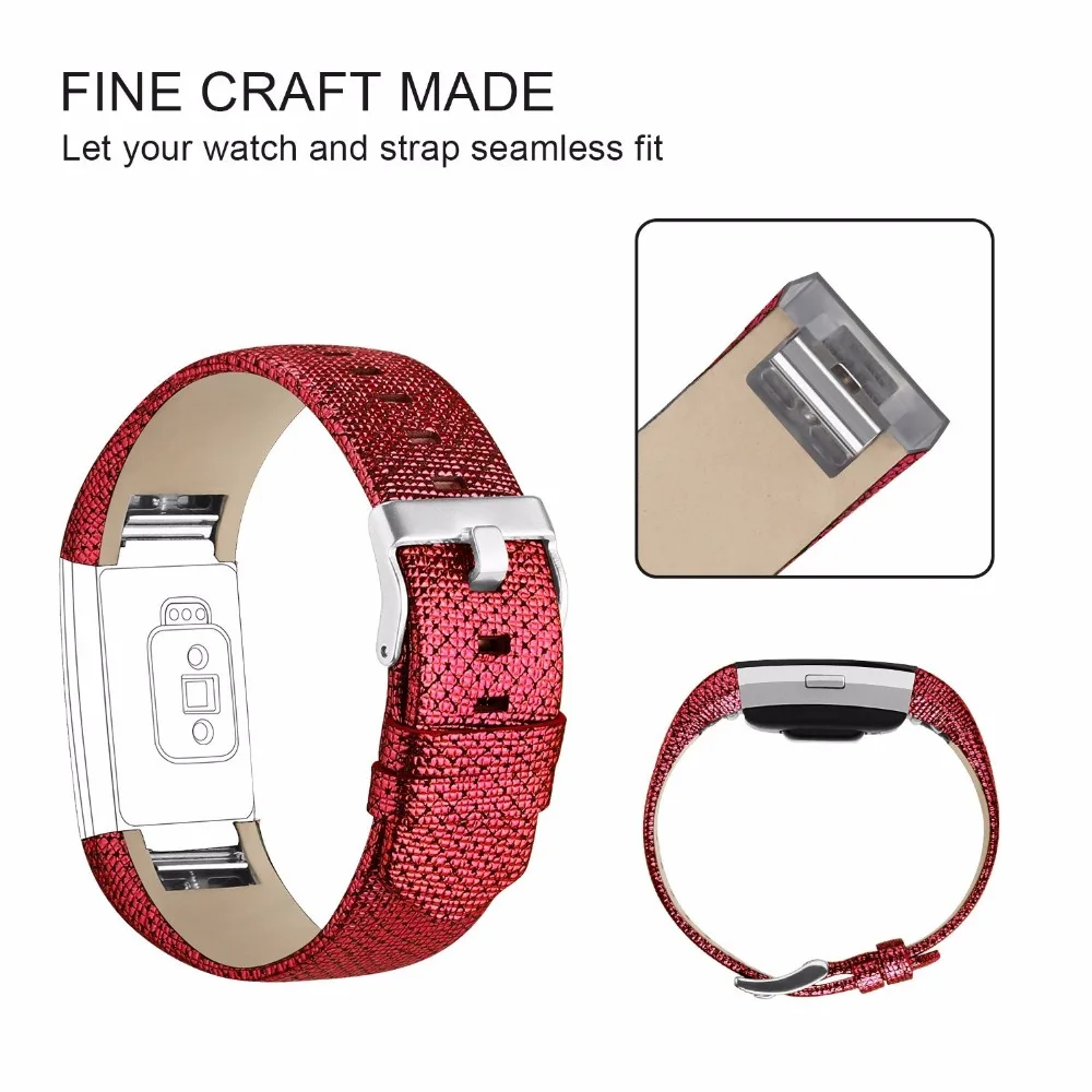 charge 2 leather grid red 3