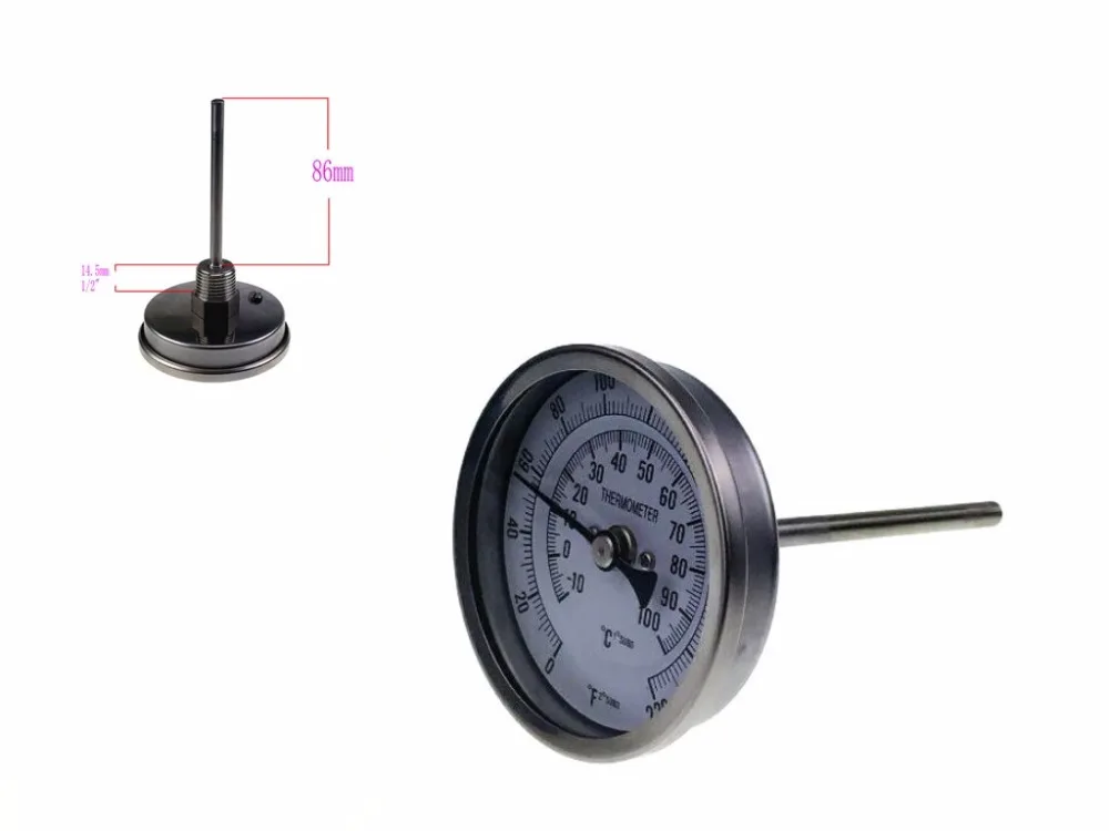 

3" Dial Analog 4" Probe bimetal thermometer,beer brewing equipment for homebrew