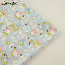 Новинка серый Цвет Тоторо и листьев Дизайн Животные Шаблоны хлопок Саржа hometextile Материал кровать Лист DIY Лоскутная