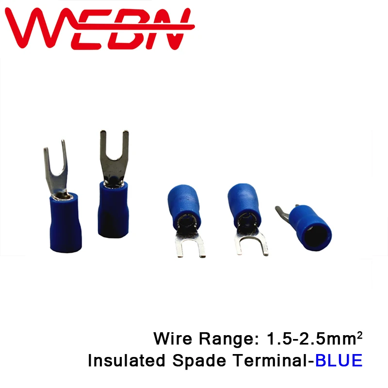 

SV2-3 Series Insulated Spade Terminal Copper&PVC Material for Wire Range 1.5-2.5mm2 16-14 AWG 1000pcs/Pack