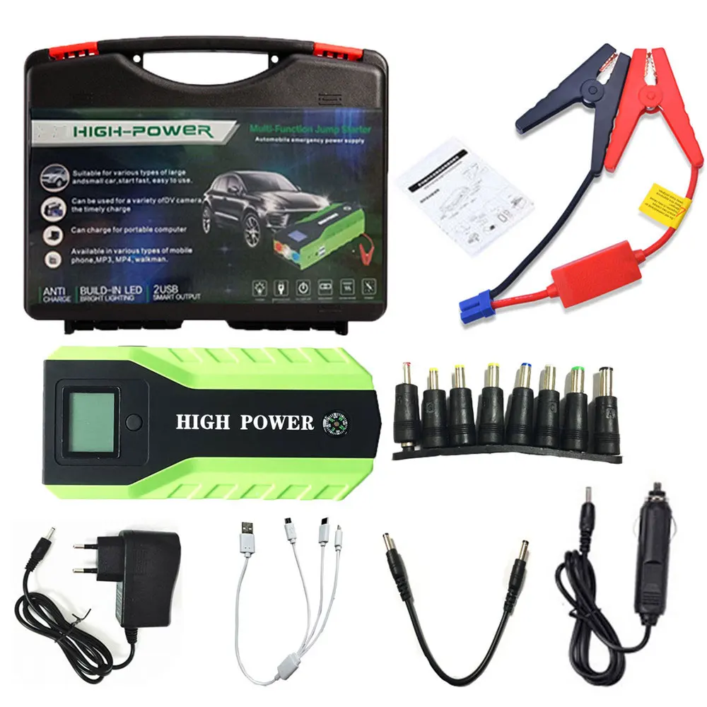 2019 Multifunction Jump Starter 89800mAh 12V 2USB 600A Portable Car Battery Booster Charger Booster Power Bank Starting Device