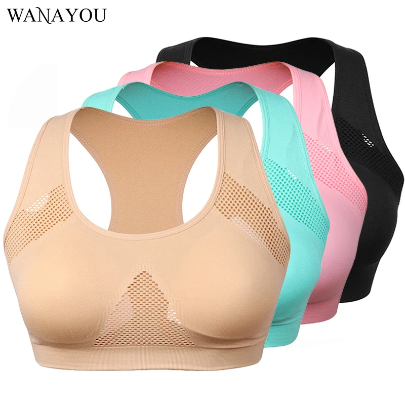

M-XL Women Seamless Sports Bra Breathable Mesh Brassiere Sport Woman Fitness Sexy Yoga Gym Underwear Sport Bra Top 4Colors