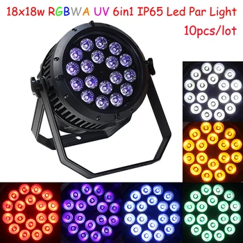 

10pcs LED Stage Light 18x18W RGBWA UV 6in1 Led Par Light DMX512 Waterproof for Outdoor Stage dj Club Christmas Wedding Party