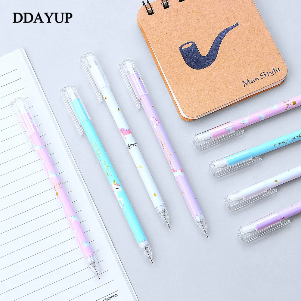 

4Pcs Cute Unicorn Mechanical Pencil Cartoon Automatic Pens For Writing Girls Gifts Korean Stationery School Supplies 0.5mm/0.7mm