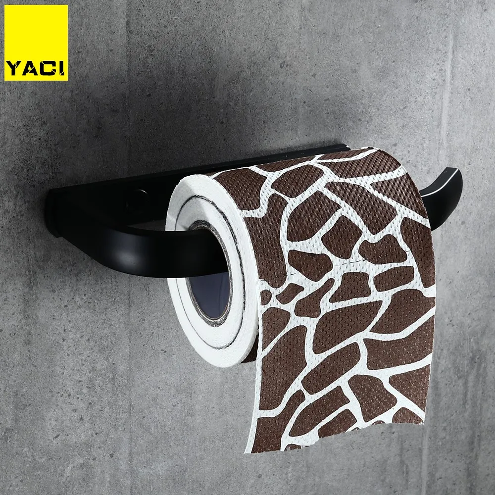 

Black Wall-mounted toilet paper holder Aluminum Simple holder for toilet paper WC Roll Holder Home Improvement Toilet roll-stand