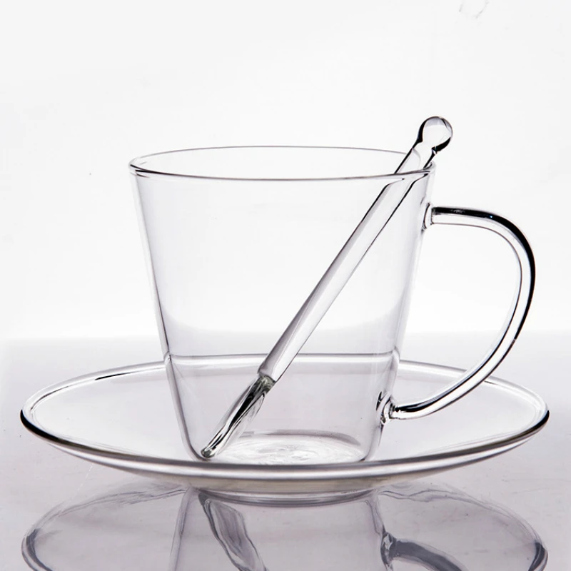 Us 14 69 150ml Coffee Mug Single Layer Glass Plate With Spoon Coffee Mugs Cup High Temperature Cup In Mugs From Home Garden On Aliexpress Com