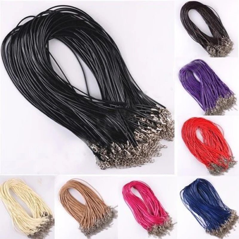 10pcs/lot Vintage DIY Chains Pendant Necklace Shellhard Fashion Leather Cord Necklace Rope Chain with Lobster Clasp Jewelry