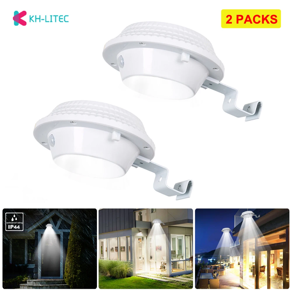 2 PACK Solar Powered PIR Motion Sensor Gutter Lights Waterproof