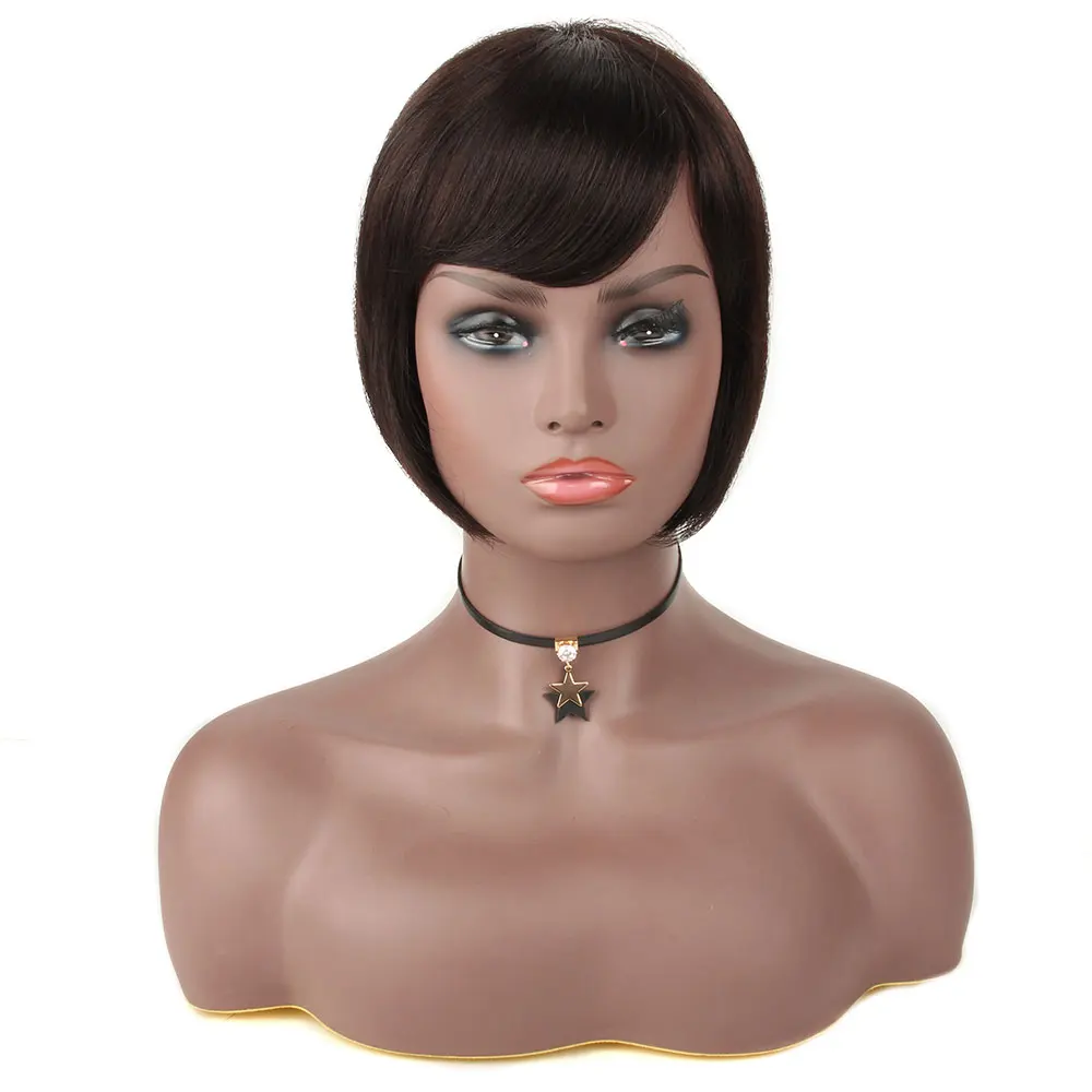 

8 Inch Mechanism Human Hair Wigs With Bnags For Black/White Women 100% Brazilian Remy Hair Extensions Natural Afro Short Bob Wig