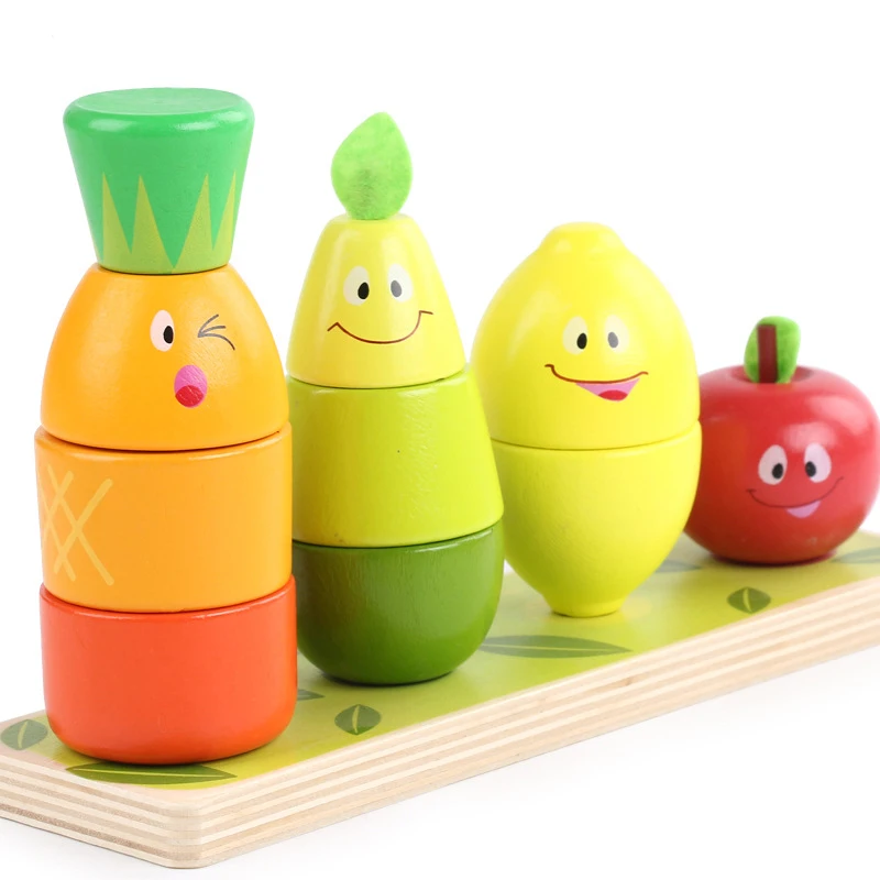 

Montessori Materials Educational Wooden Toys for Children Early Learning Preschool Teaching Kids 3D Fruit Vegetables Real Life