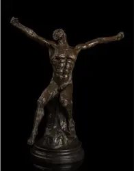 Арт-Деко Скульптура Абстрактный Человек Обнаженное Тело Мышцы Линии Рев Бронзовая Статуя Подпись