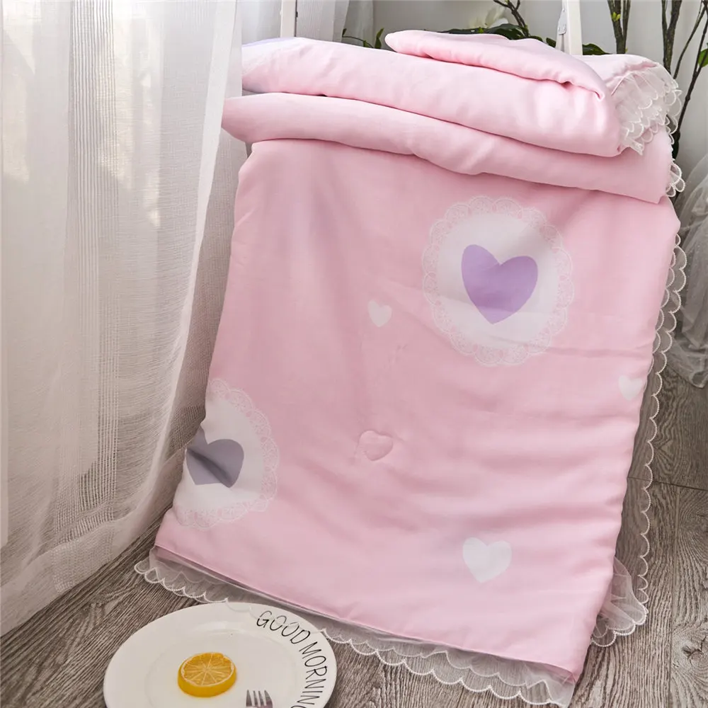 

New Solid pink white Bedspread Summer Quilt Blanket Comforter Bed Cover Quilting Home Textiles Suitable for Children adult free