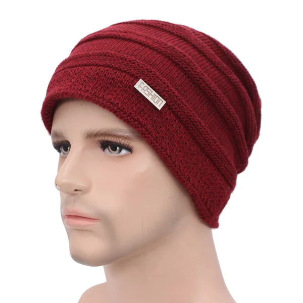 AETRUE, модные зимние шапки, шарфы, Skullies Beanies, мужские шапки, вязаные головные уборы для мужчин и женщин, бренд Gorras, теплая шерстяная Мужская Шапка-бини - Цвет: wine red