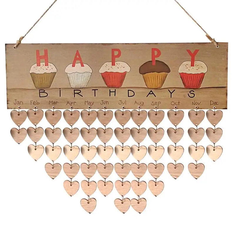 VODOOL DIY сердце деревянный висит календари знак специальный день доска с днем рождения друзья метка даты напоминание для 2018 семья подарок