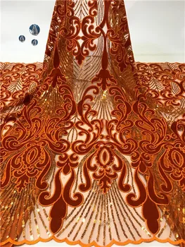 

nigerian lace fabrics with sequin 5yard/lot fashion white sequin fabric velvet high quality black tulle lace free shipping