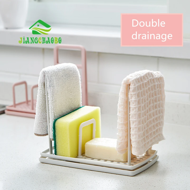 

JiangChaoBo Dishwashing Sponge Drain Storage Rack Pool Rack Kitchen Sink Countertop Cleaning Rag Shelf