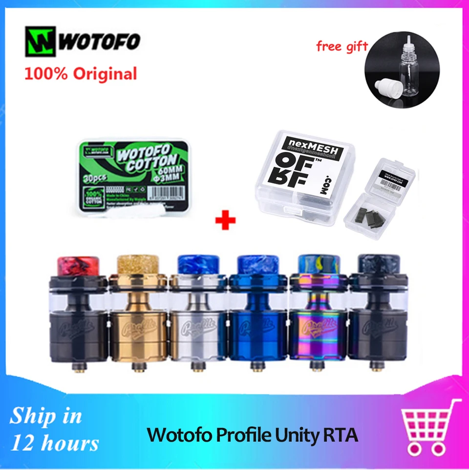 

Stock ! Original Wotofo Profile Unity RTA Atomizer 25mm 3.5ml/5ml Top filling Airflow Tank +10Pcs Cotton +10Pcs OFRF Mesh Coil