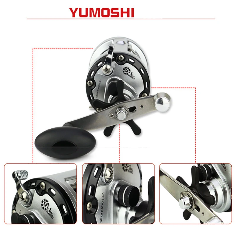 YUMOSHI 12 + 1 محامل كريات عالية السرعة الزهر طبل بكرة الصيد إغراء معالجة التصيد قارب المياه المالحة ، ومنكم مالك ومنكم مملوك ، جولة بكرة JCA