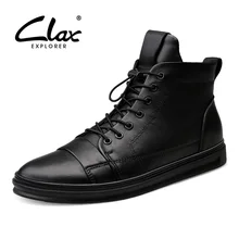 CLAX Men Winter Boots Wool Fur Leather Boots Male Snow Shoes High Top Casual Motorcycle Shoe chaussure homme plus size цена CLAX Men Winter Boots Wool Fur Leather Boots Male Snow Shoes High Top Casual Motorcycle Shoe chaussure homme plus size цены онлайн