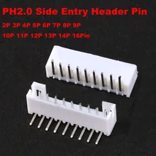 50 шт. PH2.0 разъем боковой вход заголовок булавки 2,0 мм заголовка изогнутая игла 2/3/4/5 P/6/7/8/9/10/11/12/13/14/ 16 Pin-код