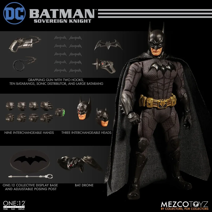 Mezco Toyz 76960 ONE: 12 Коллекционная Фигурка DC Бэтмена Sovereign Knight 1/12|set 6|set 3body 1/6 |