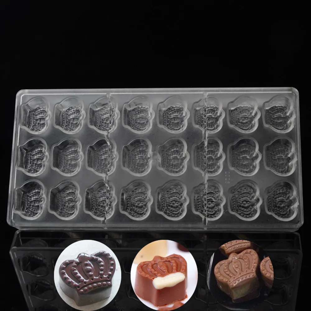 Professional wedding invitation chocolate molds princess crown shape chocolate polycarbonate mold pc plastic wedding candy tools