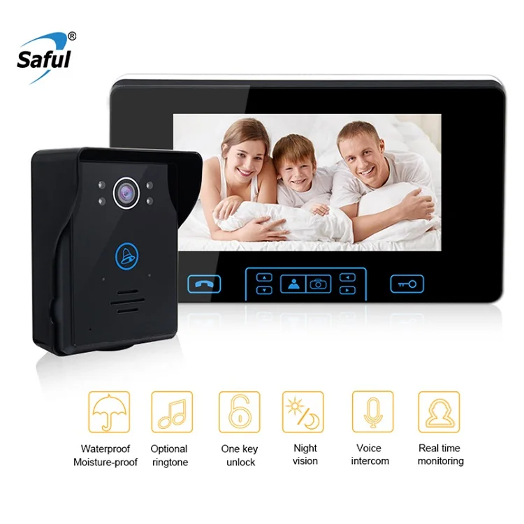 Saful беспроводной " TFT видео телефон двери цифровая система внутренней связи с 1 монитором дверной Звонок камера глазок дверной звонок - Цвет: 1V1