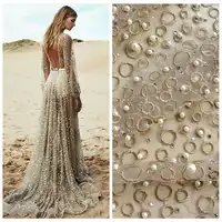 La Belleza een yard gold metallic stenen parels zware geborduurde trouwjurk/avond/tonen jurk kant stof 51 ''widht