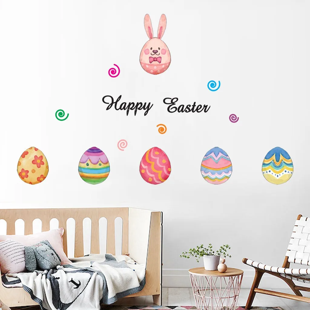 Happy Easter Eggs Vinyl Decal Art Wall Sticker DIY Home Room Decor